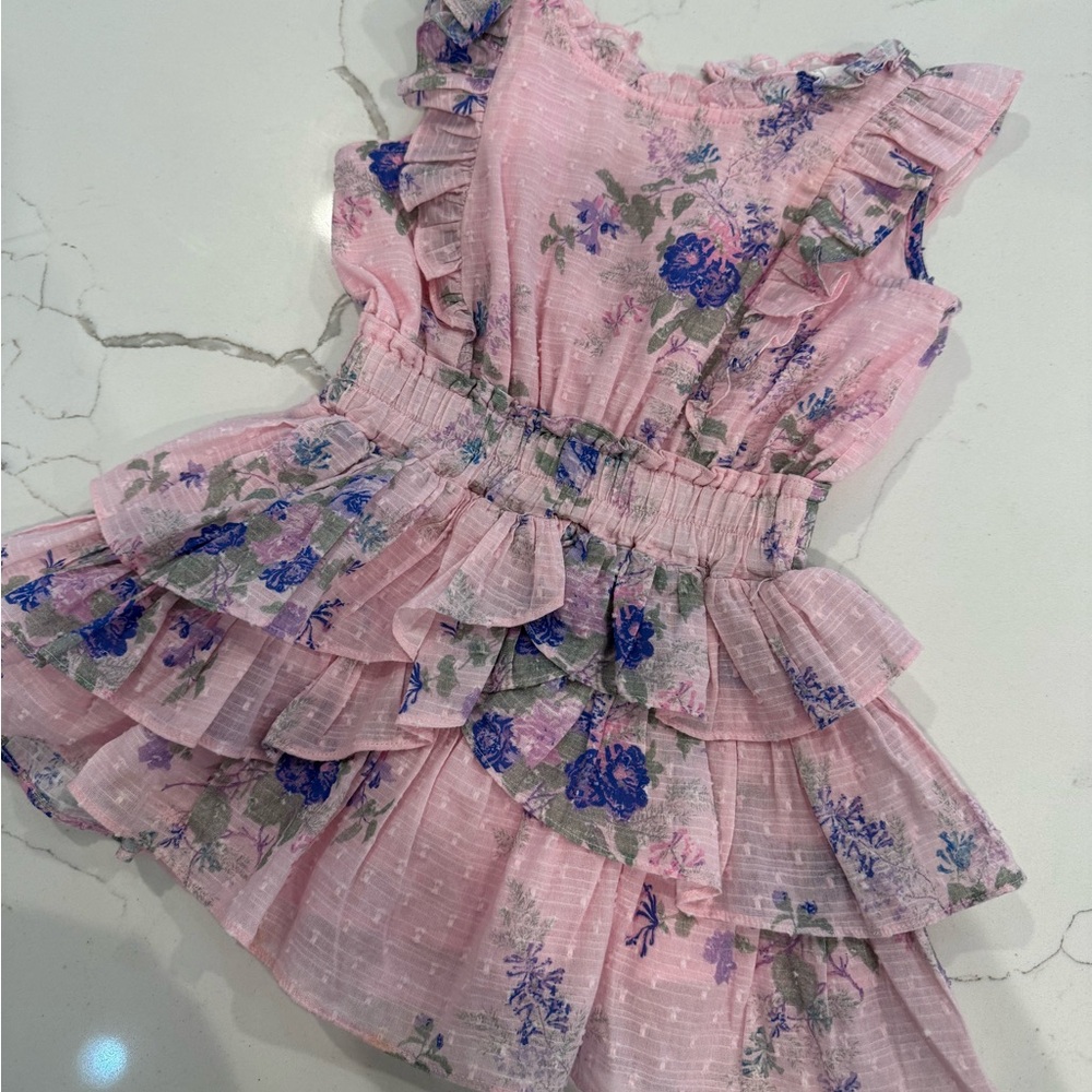 Pink Floral Ruffle Dress